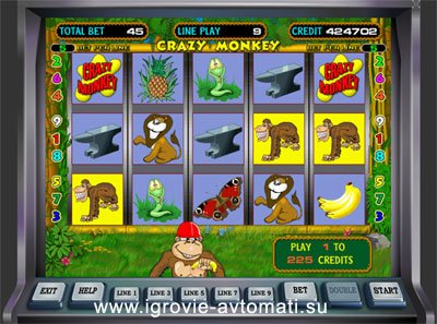 Если повезет, то на нашу обезьянку свалиться гроздь бонусных бананов